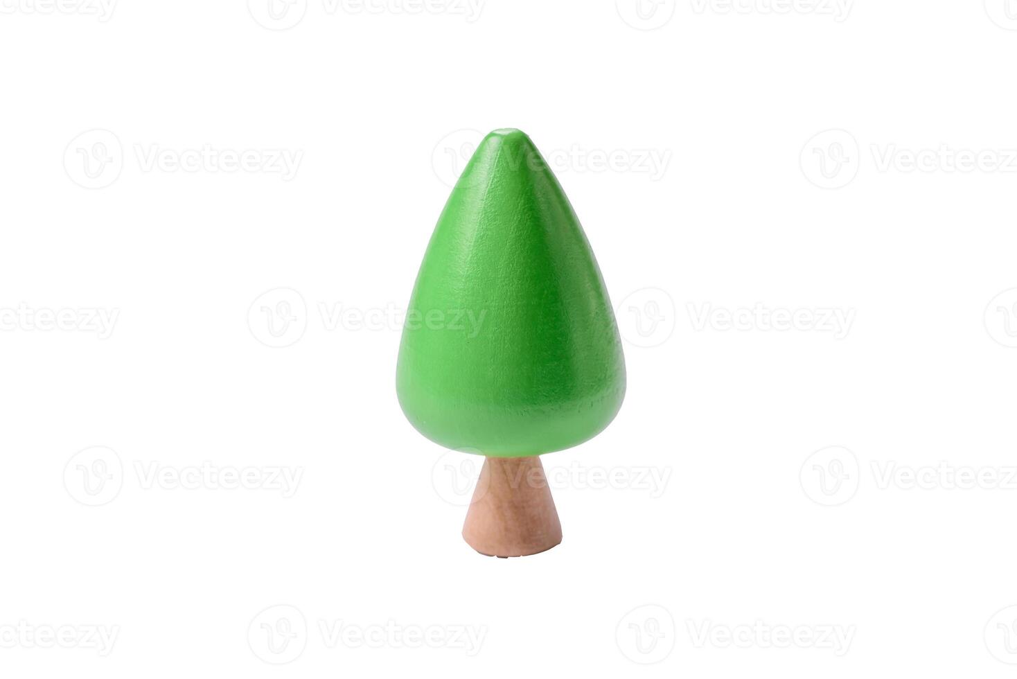 Wooden model of a tree with a green crown and trunk on a white background photo