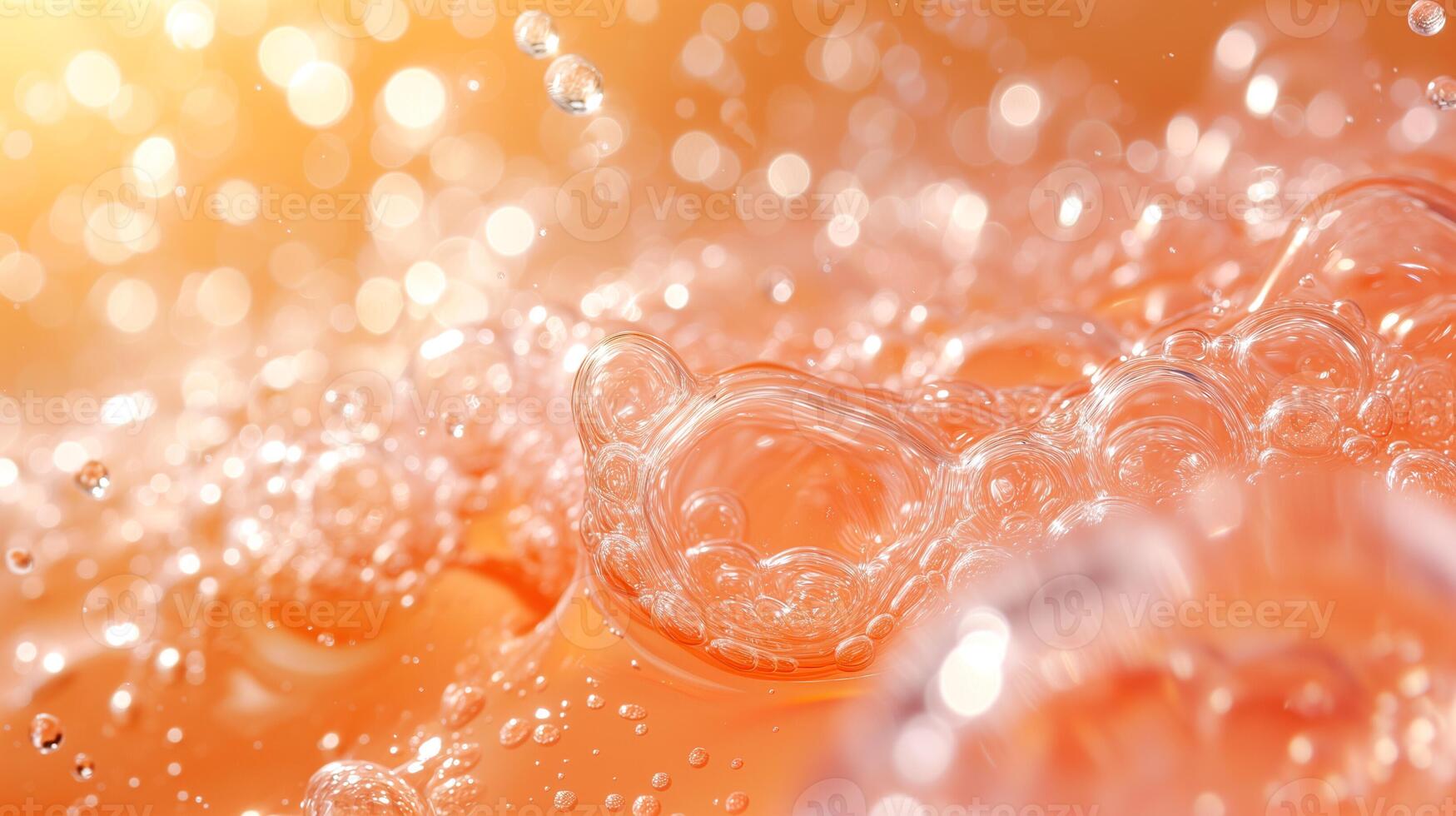 AI generated Sparkling Orange Bubbles Macro Cleanliness photo