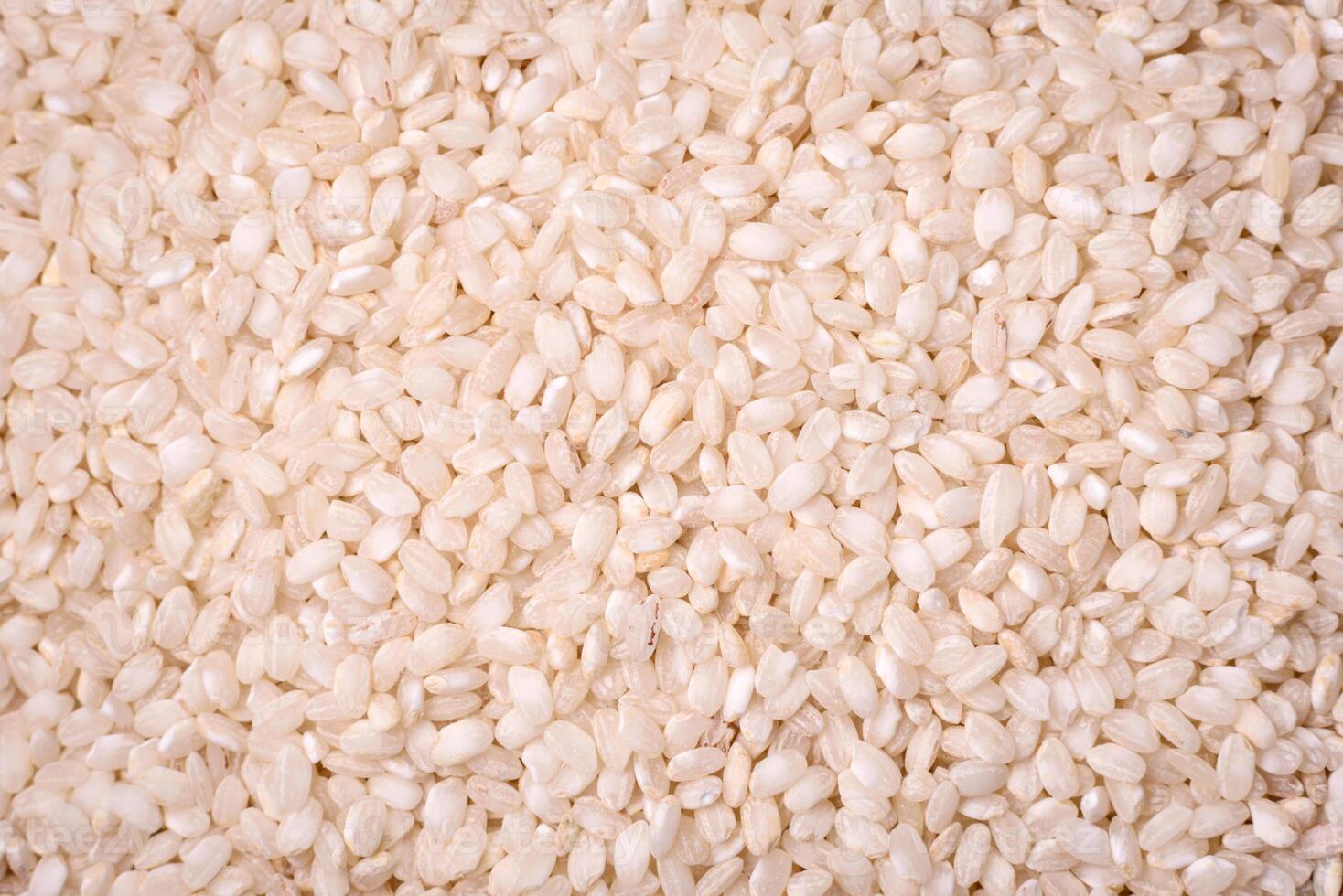 Large grains of uncooked white rice in a ceramic bowl photo