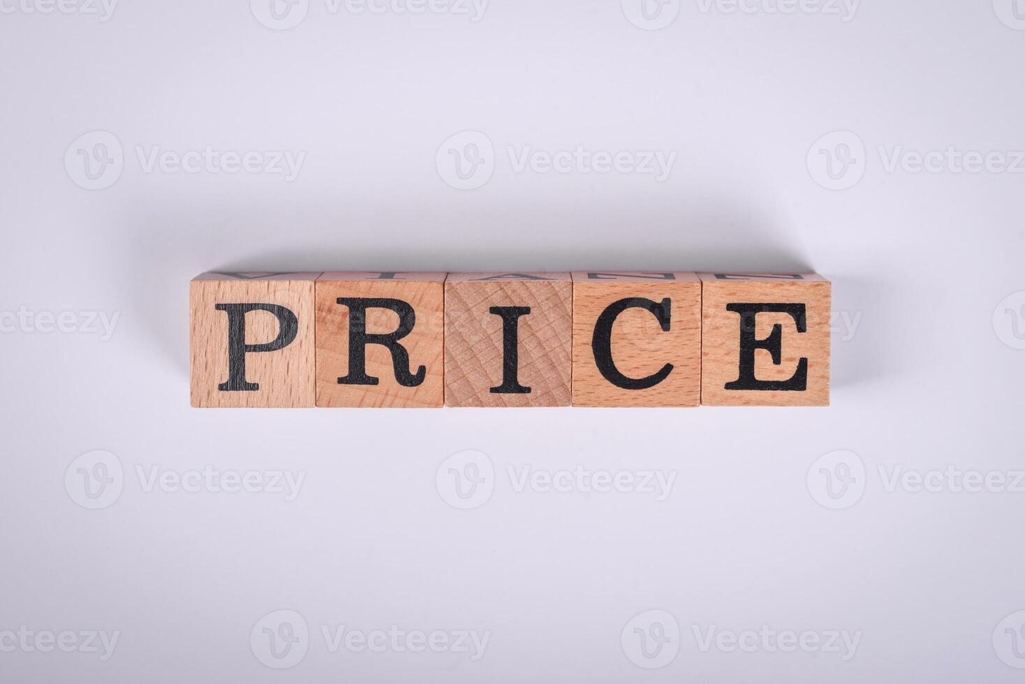 The inscription Price inspection made of wooden cubes on a plain background photo