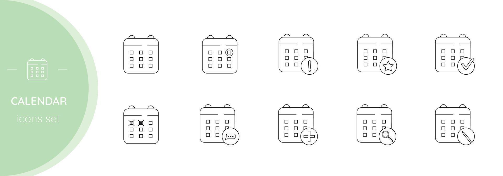 Calendar.Set of vector linear icons.