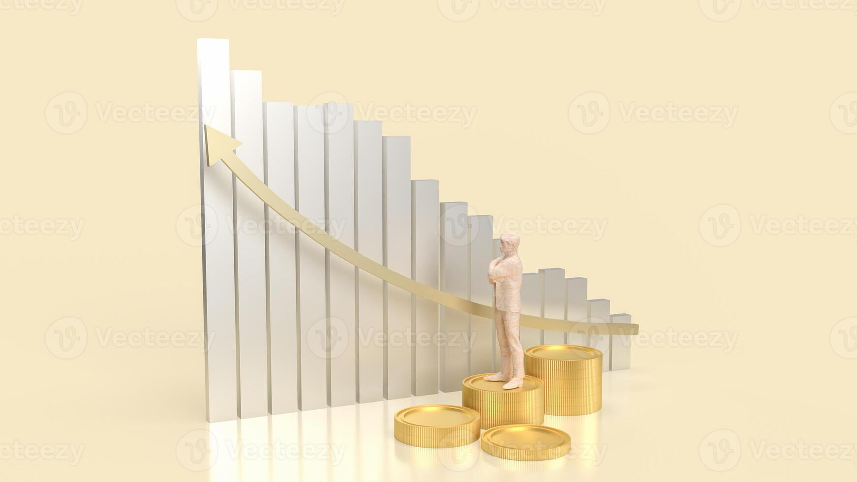 The chart and coins for Business concept 3d rendering. photo