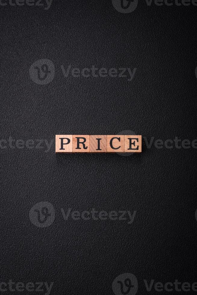 The inscription Price inspection made of wooden cubes on a plain background photo