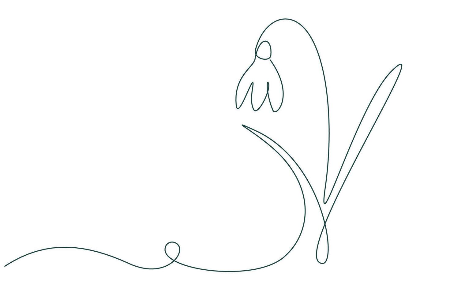 one line drawing of snowdrop vector