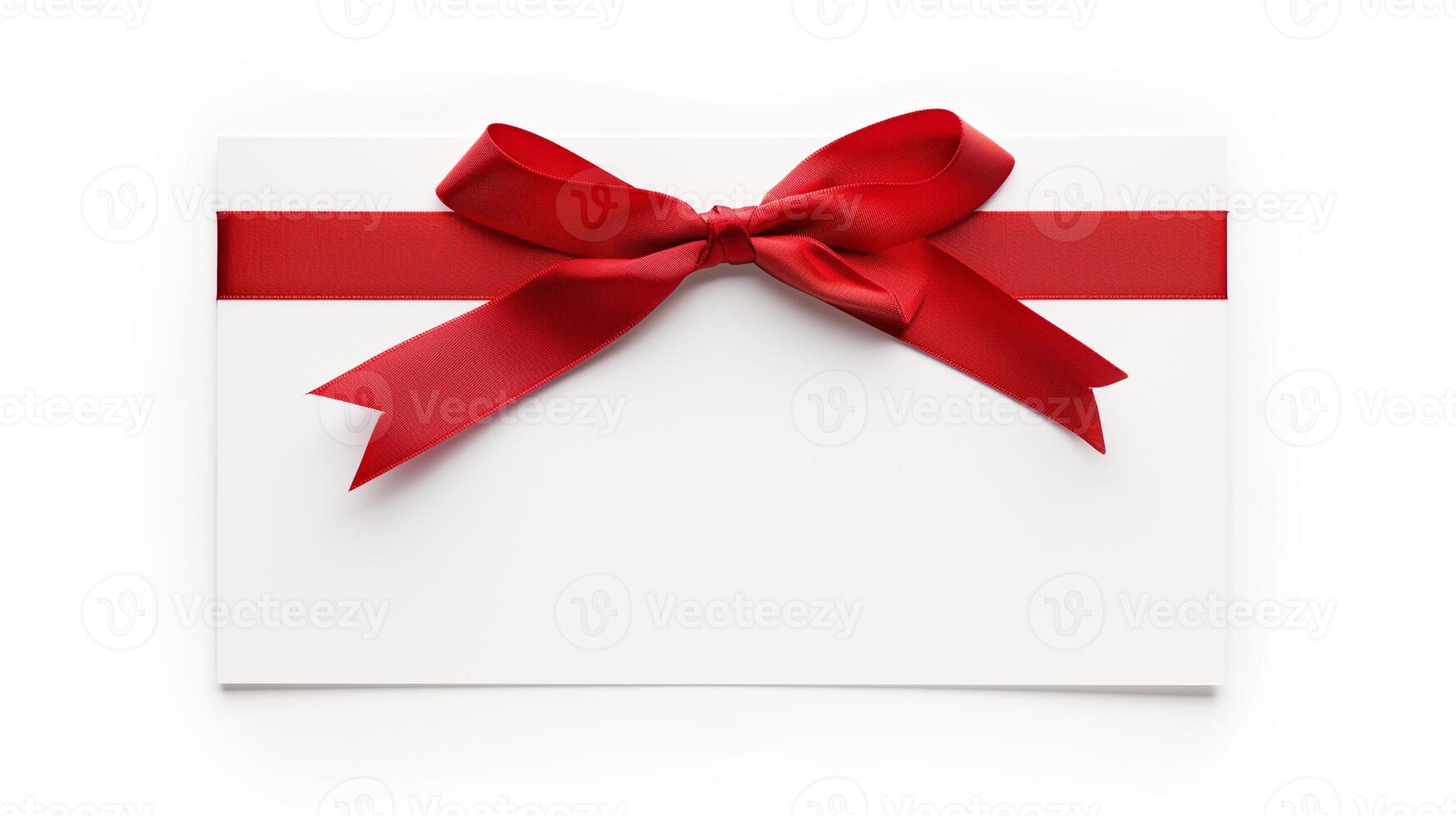 AI generated White Gift Card with Red Ribbon photo