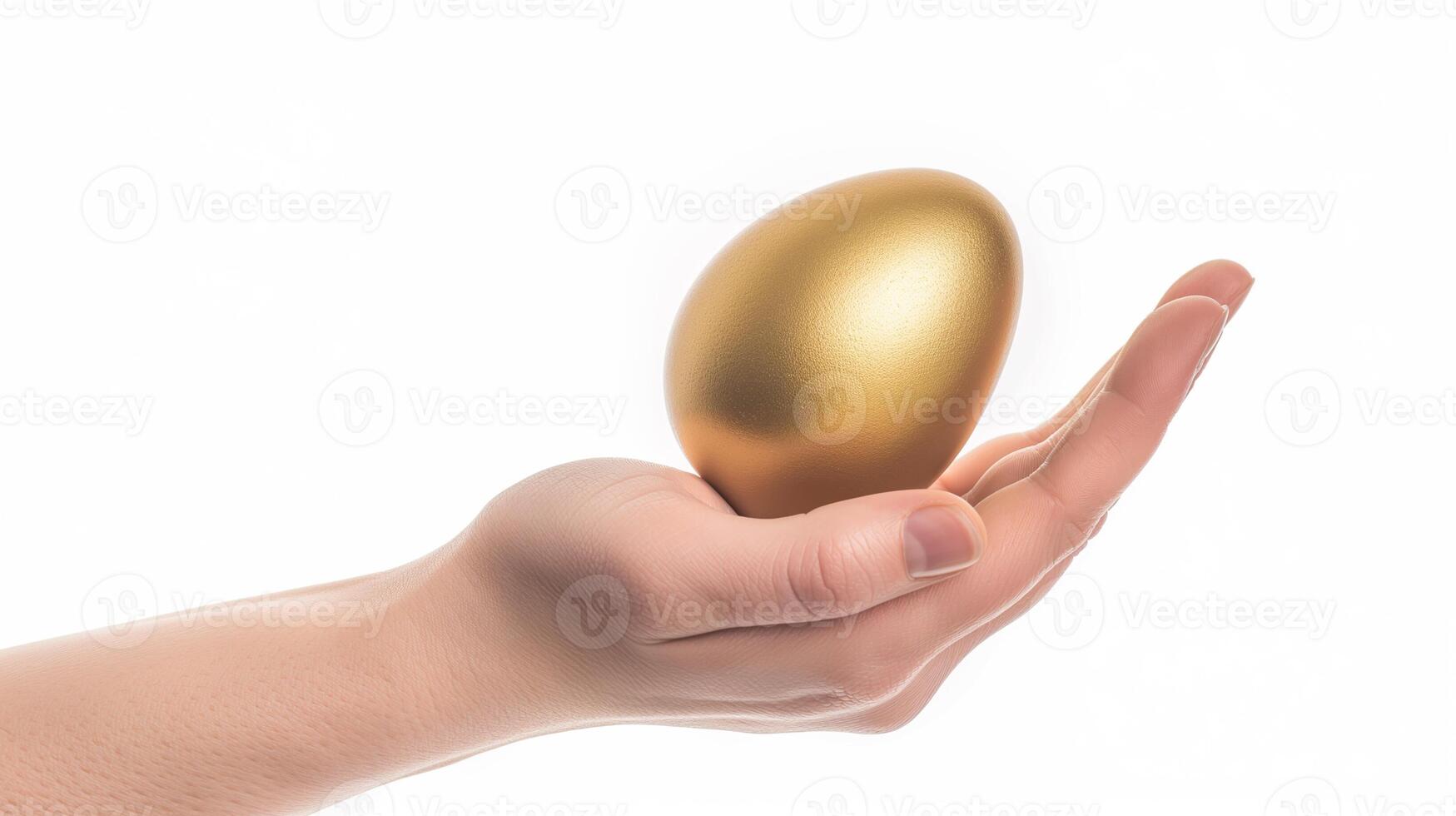 AI generated Golden Egg in Hand, Wealth Symbol photo