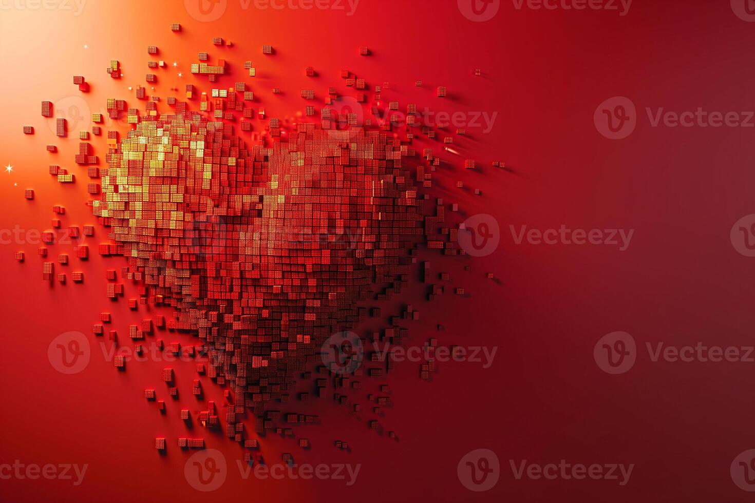 AI generated Digital Heart Pixel Explosion   Valentines photo