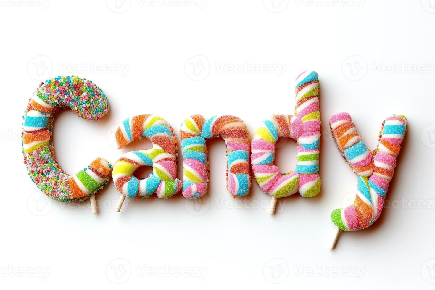 AI generated Candy Cane Letters Spell CANDY photo