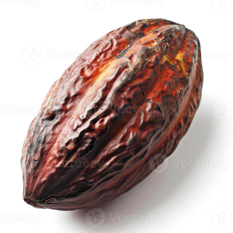AI generated A single organic cacao bean isolated on a transparent background photo