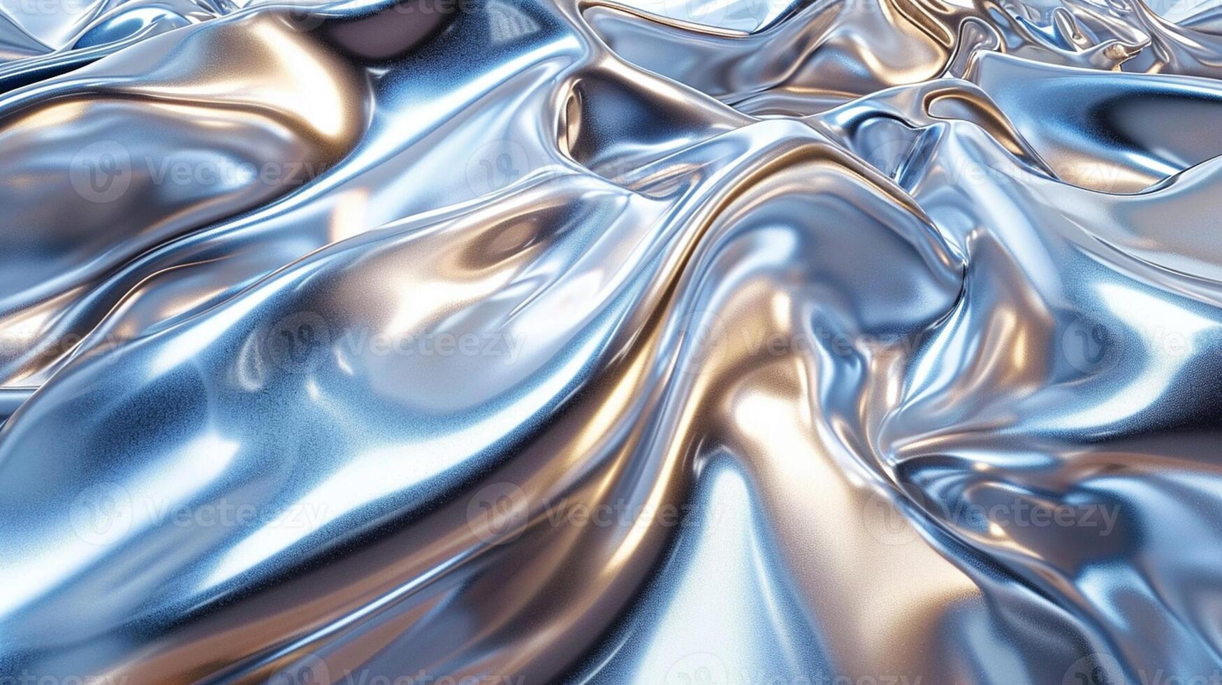 AI generated Fluid Metal Elegance, Silver Blue Reflections photo