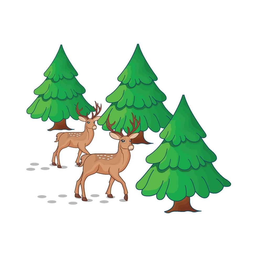 illustration of deer in forest vector