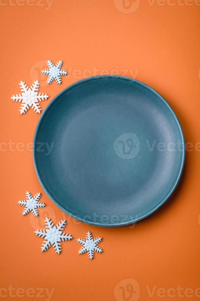 Beautiful winter snowflakes on a plain background with copy space photo