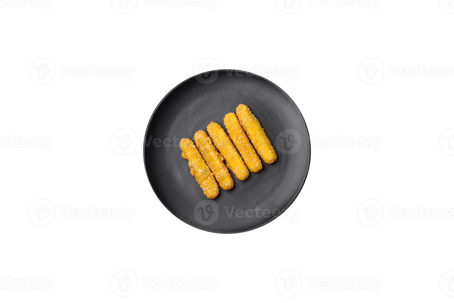 Delicious crispy cheese sticks with mozzarella, salt and spices, breaded and fried in oil photo