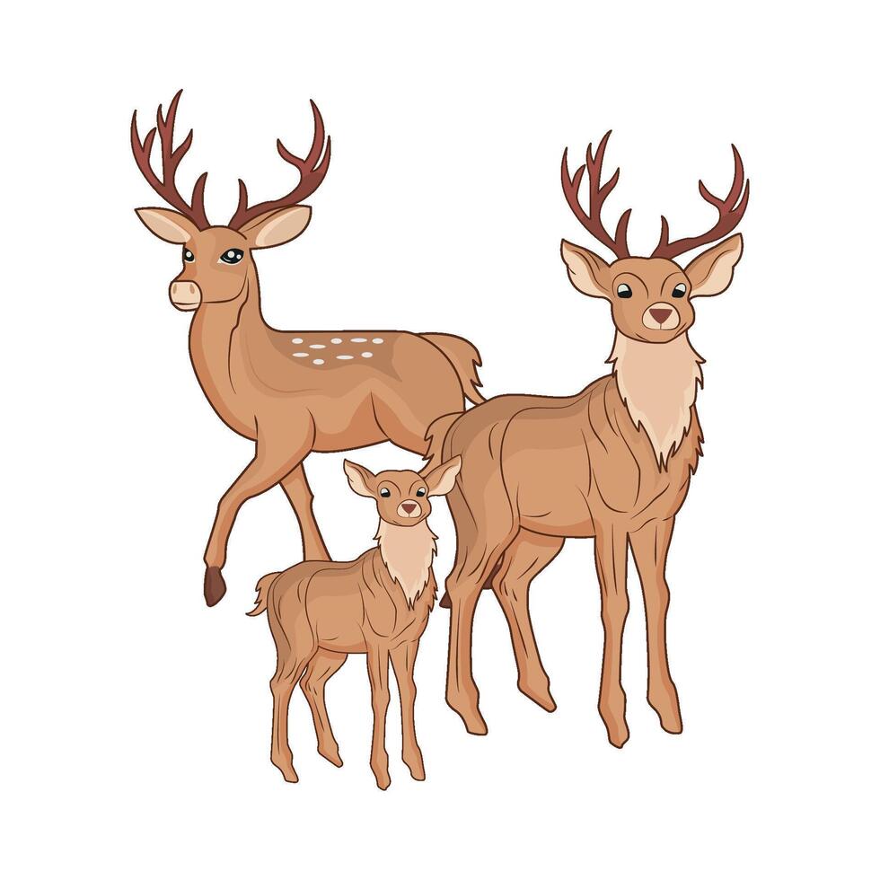 ilustración de ciervo familia vector