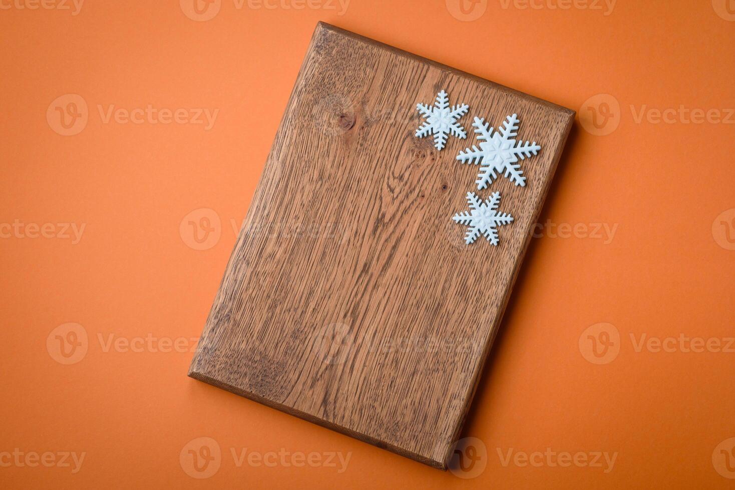 Beautiful winter snowflakes on a plain background with copy space photo