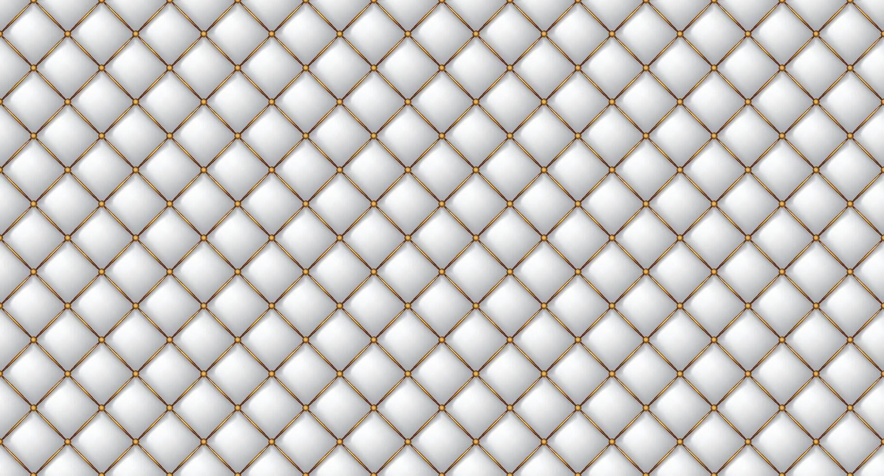 Simple upholstery quilted background. Quilted stitched background pattern. White leather texture sofa backdrop. Seamless texture quilted background vector