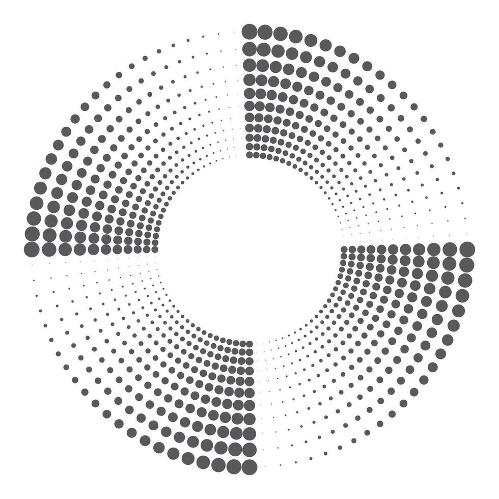 trama de semitonos circular punteado marco. redondo punteado marco. vector giratorio punteado círculos diseño. redondo frontera icono. redondo logo