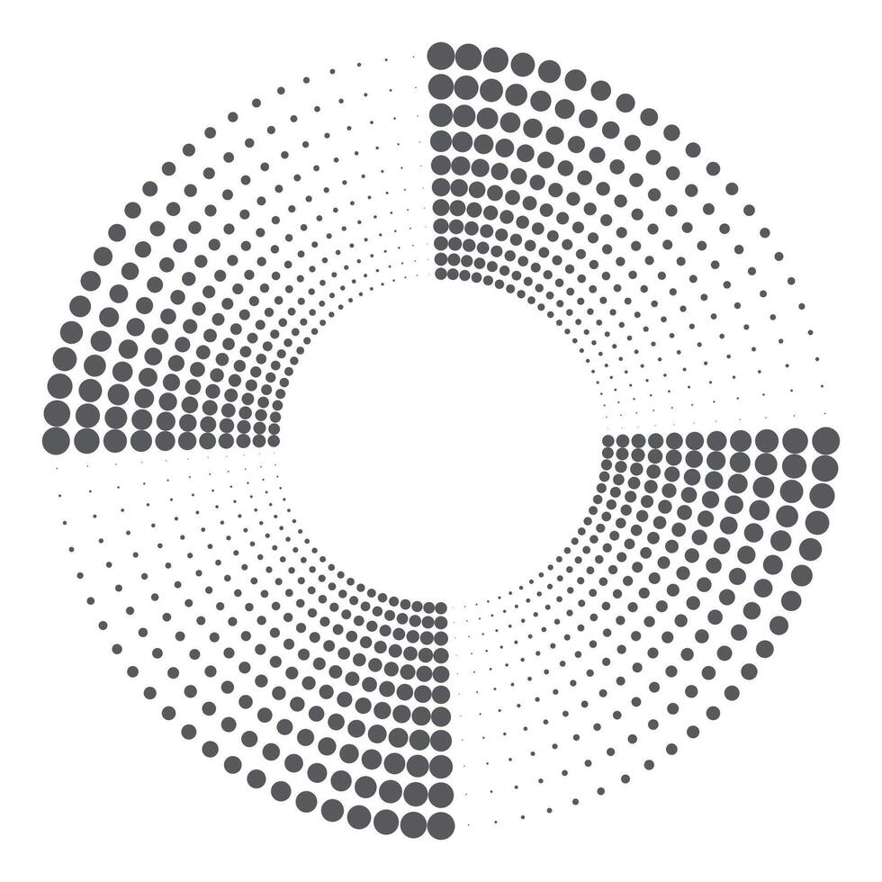 Halftone circular dotted frame. Round dotted frame. Vector rotating dotted circles design. Round border icon. Round logo