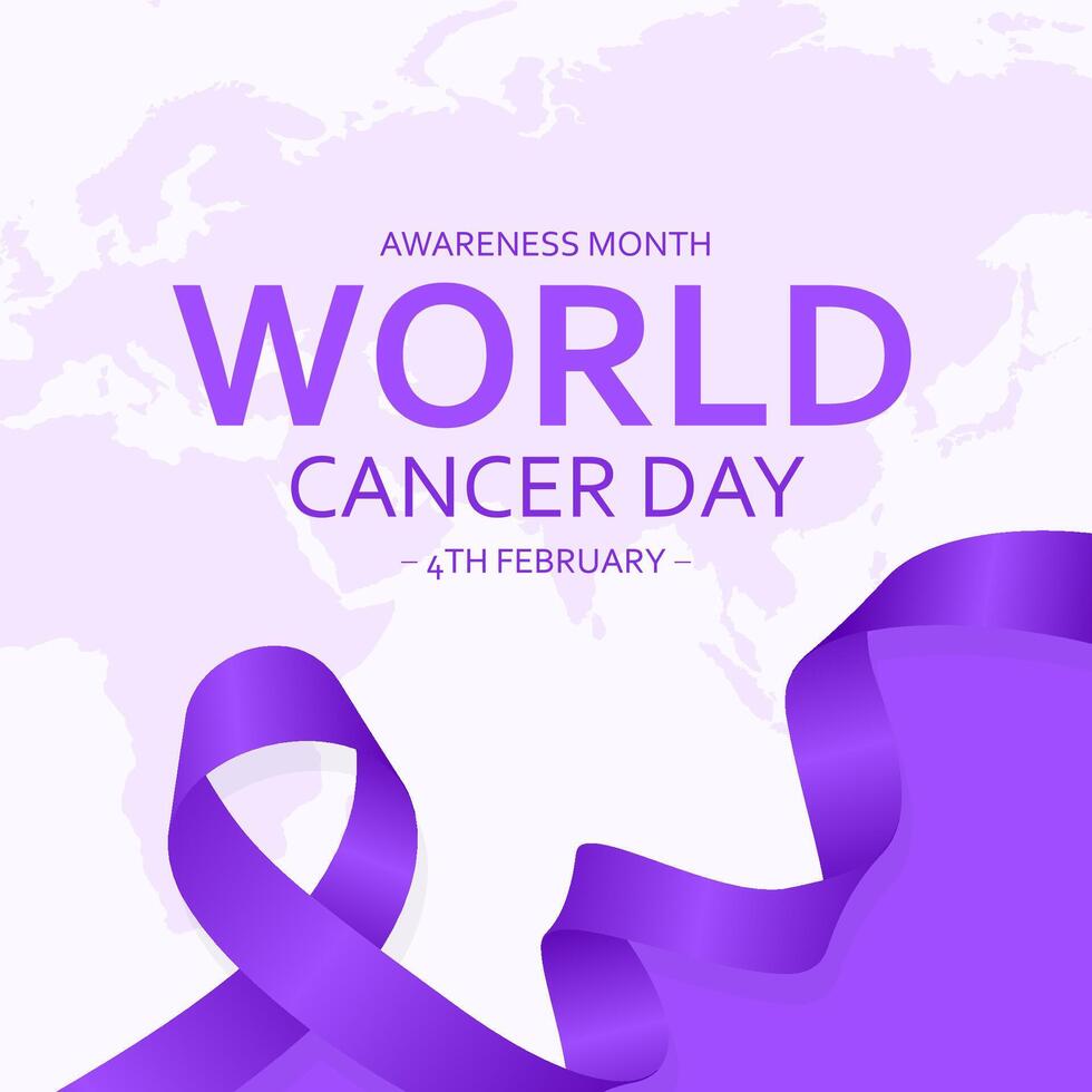 World cancer day flat design background with ribbon illustration vector