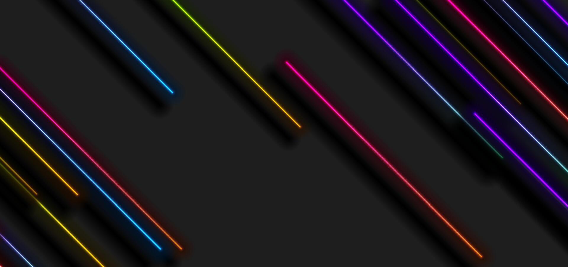 Colorful neon laser lines technology abstract background vector