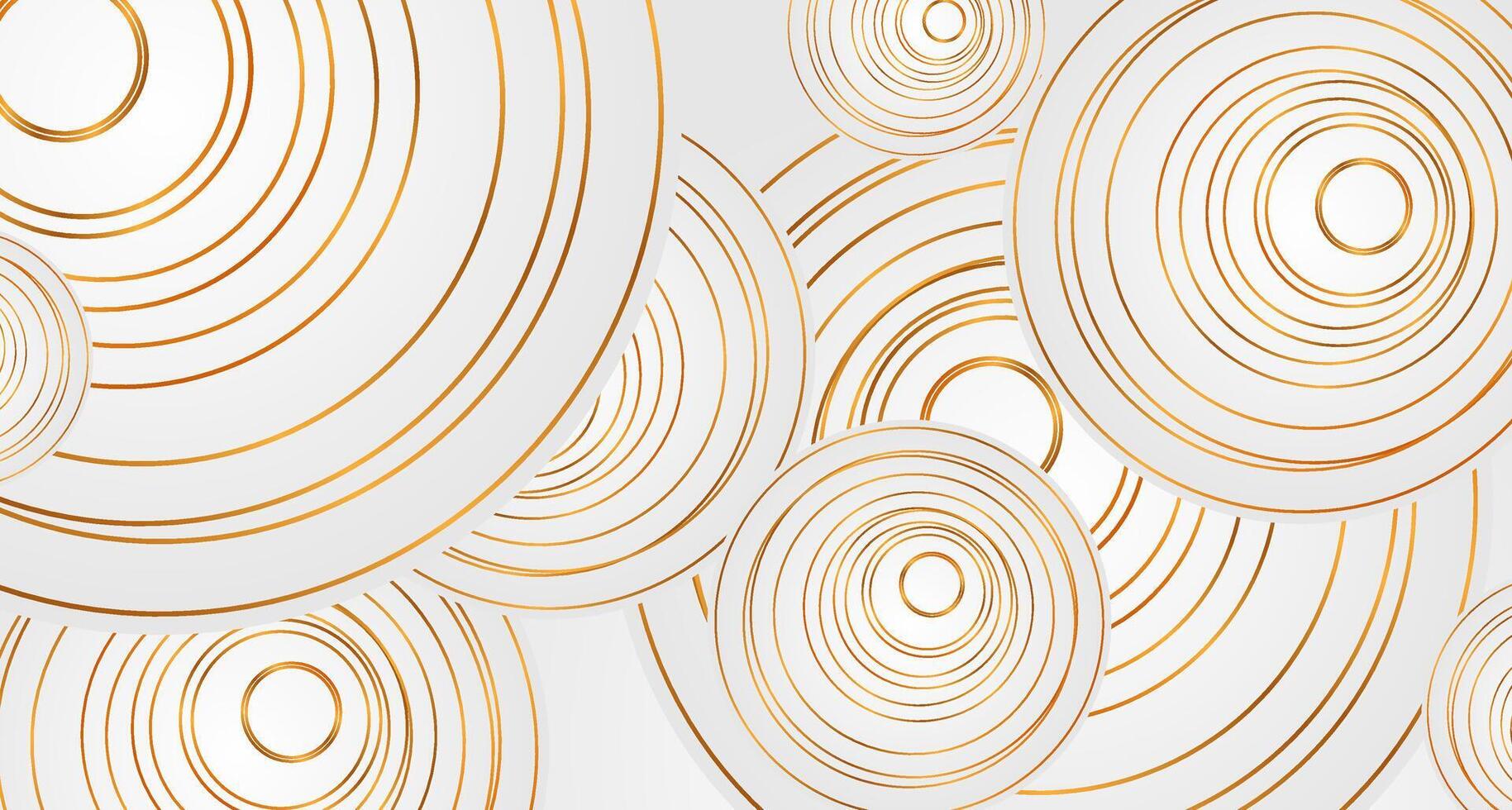 Grey and golden circles abstract luxury geometric background vector