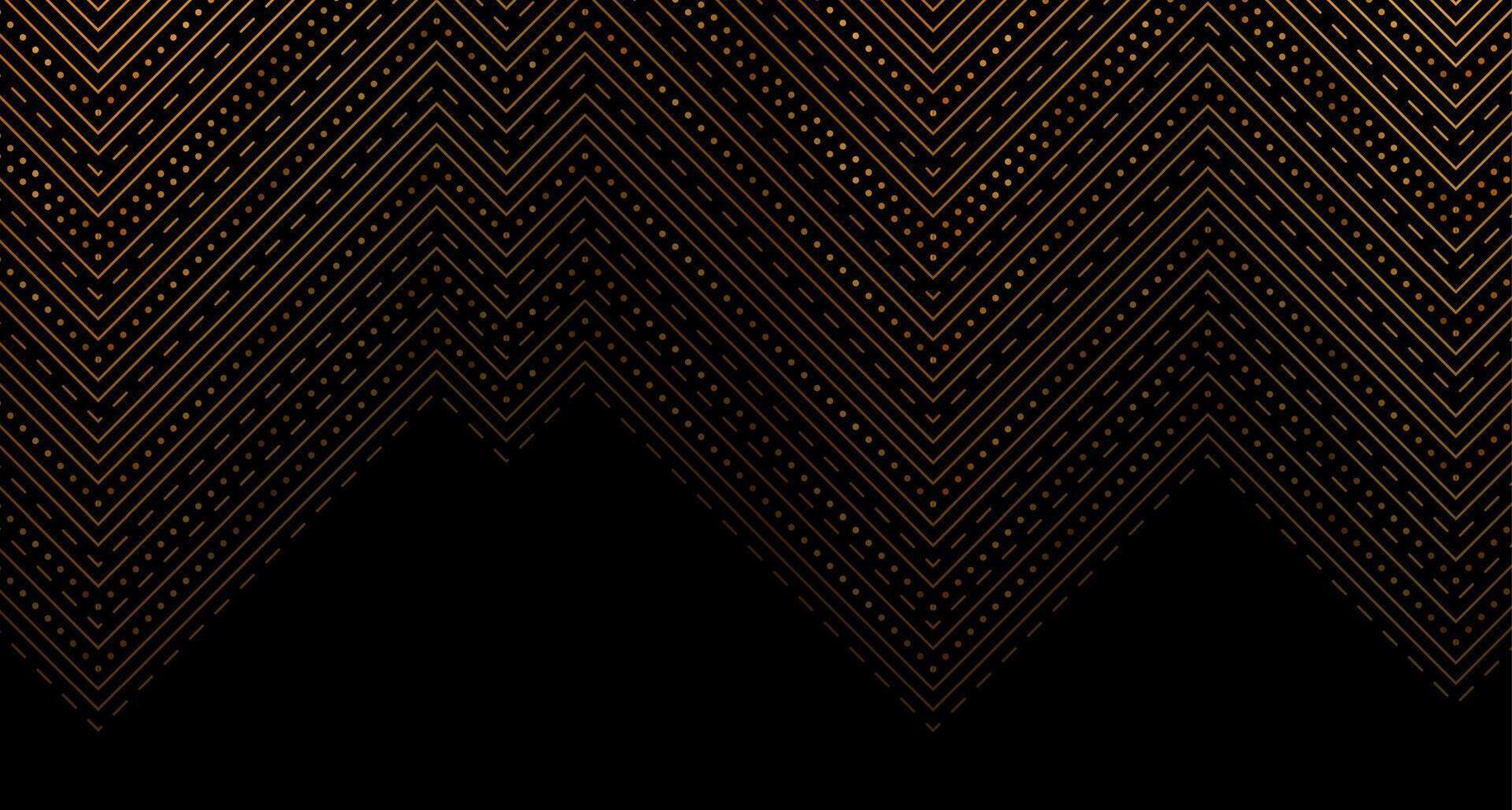 Golden dotted lines on black background vector