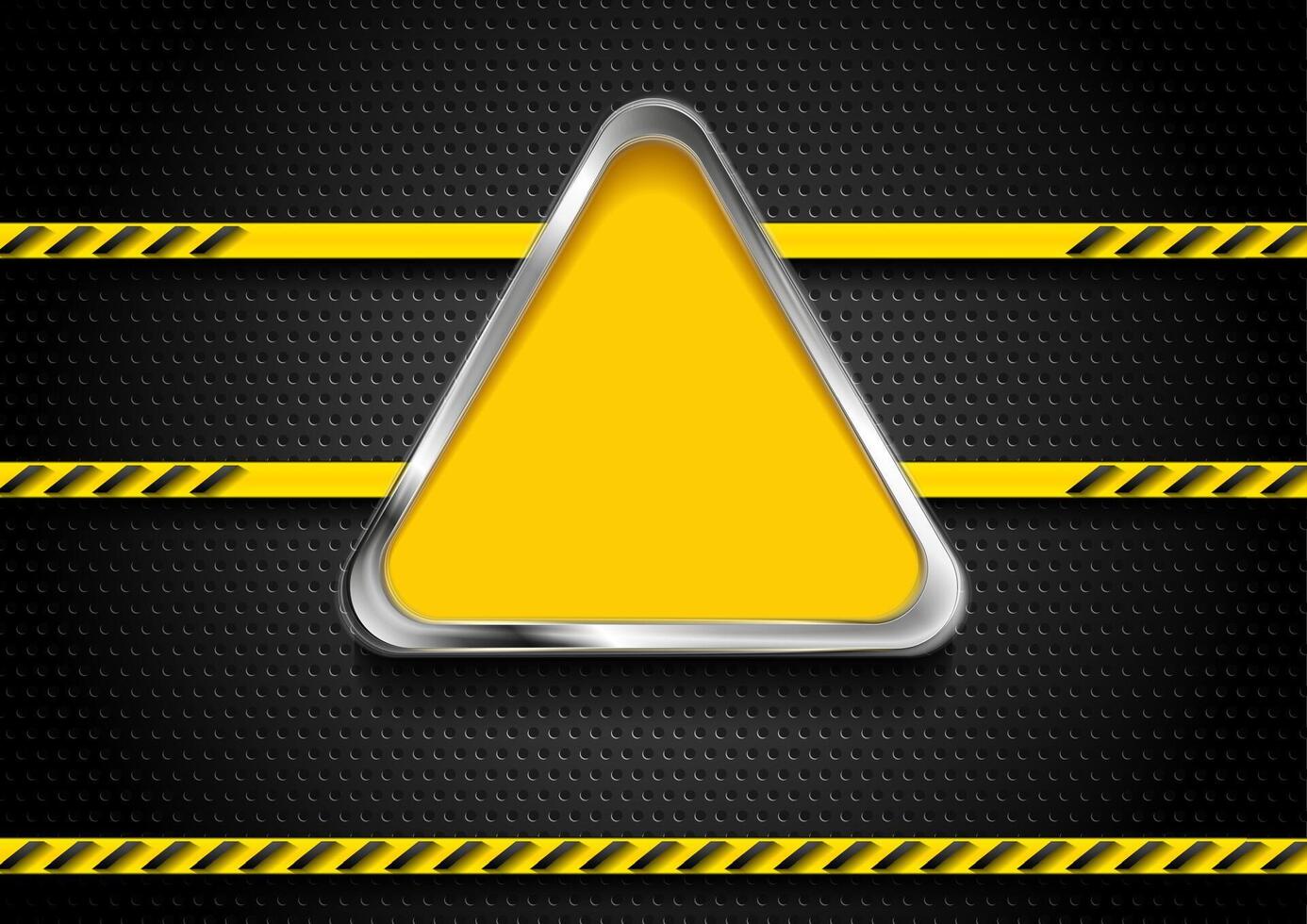 Metallic perforated danger sign abstract background vector