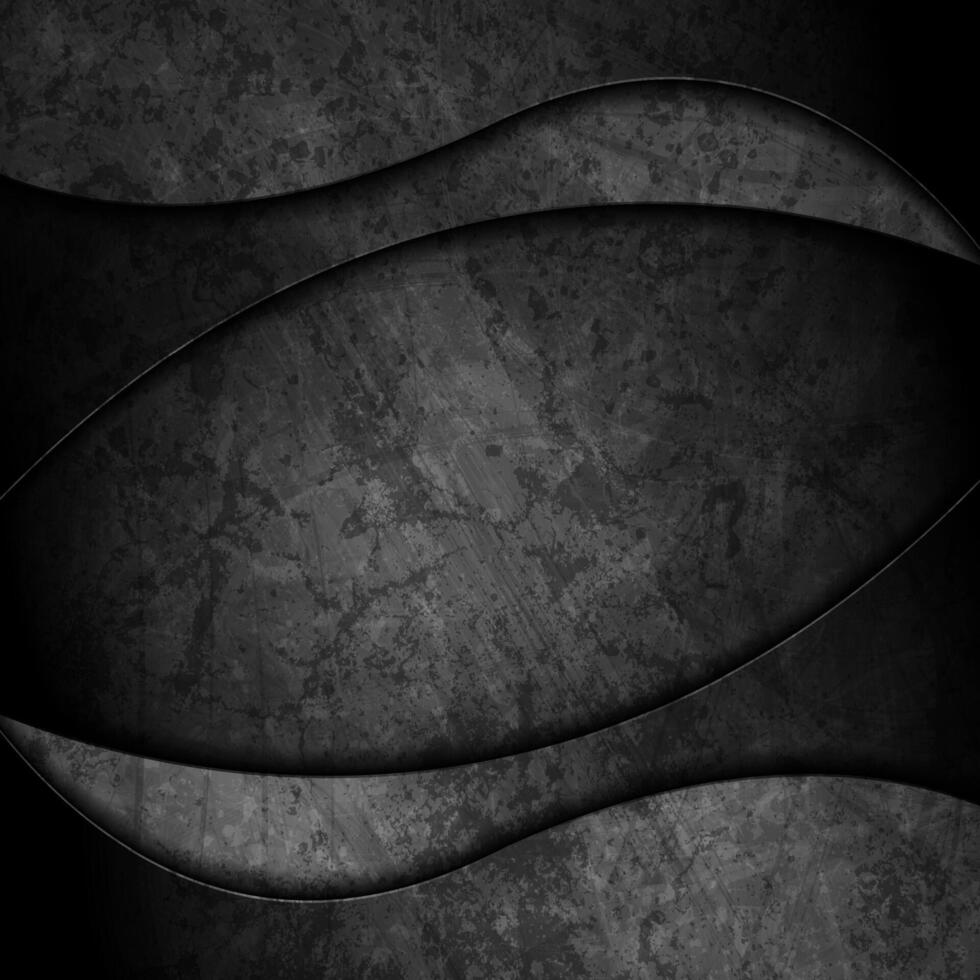 Black grunge waves abstract elegant background vector