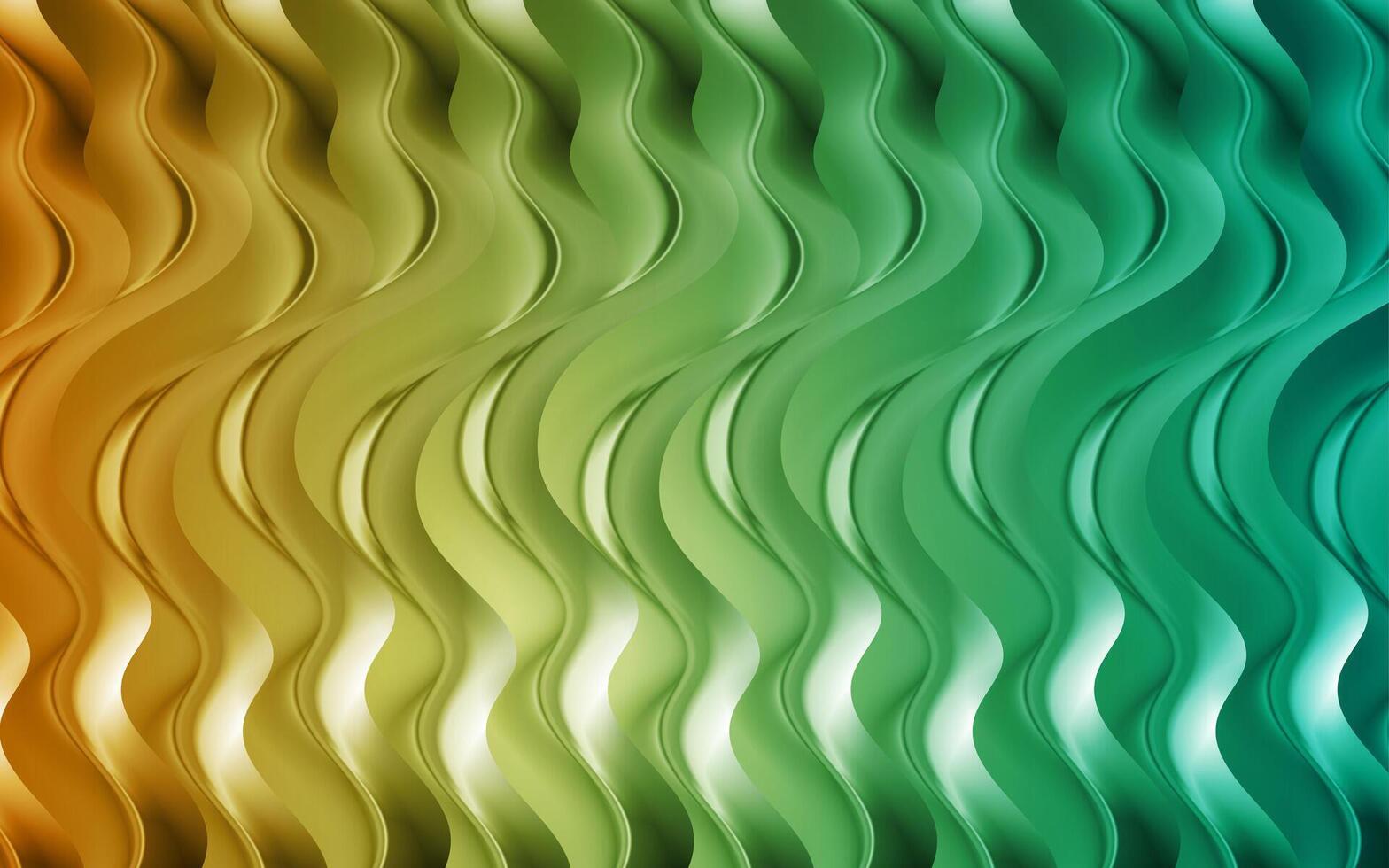 Green orange glossy smooth waves abstract background vector