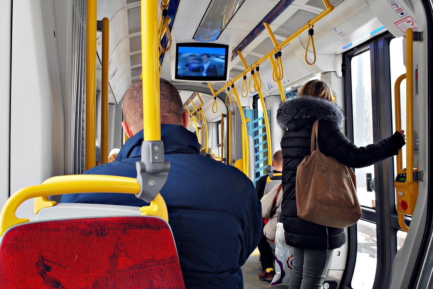 Interior of a city bus photo