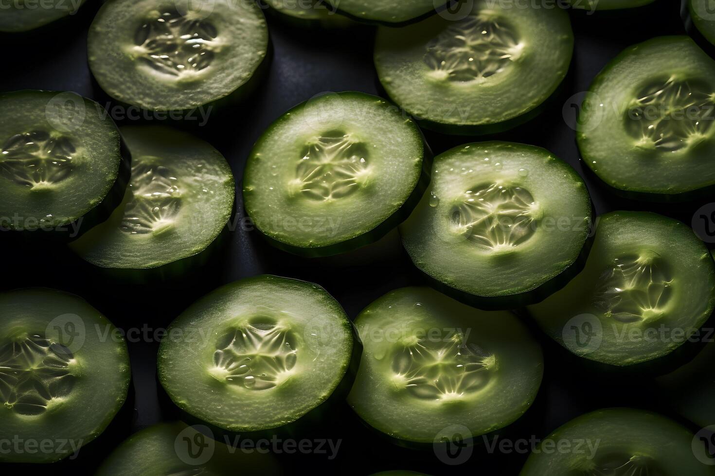 AI generated Fresh background with a set of cucumbers. Neural network AI generated photo