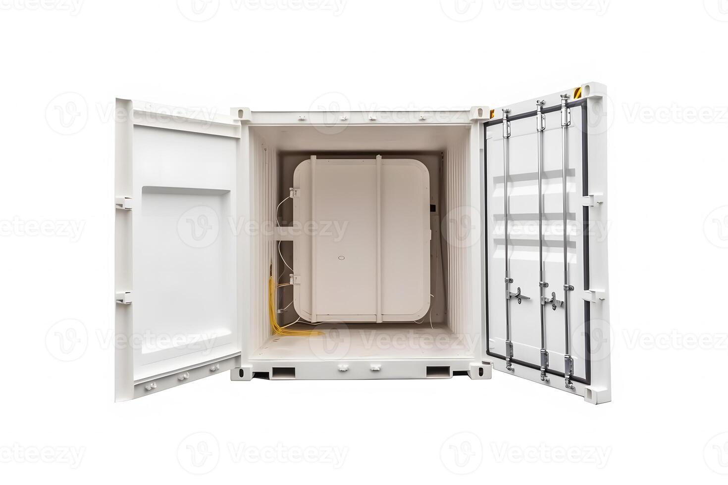 AI generated Container, open door, white background. Neural network AI generated photo