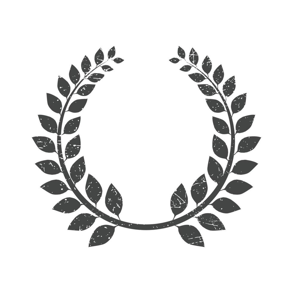 Laurel wreath round stamp frame vector design. Isolated outline illustration. Editable guarantee badge template. Approved seal with copy space. Decorative sticker border on white background