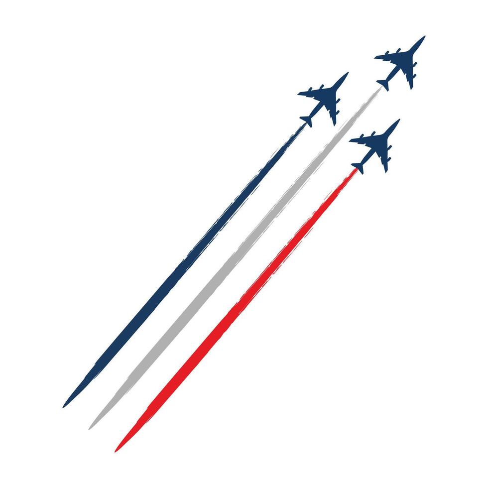 Airplane Flying Formation, Air Show Display, The Disciplined Flight Vector Art Illustration on white background