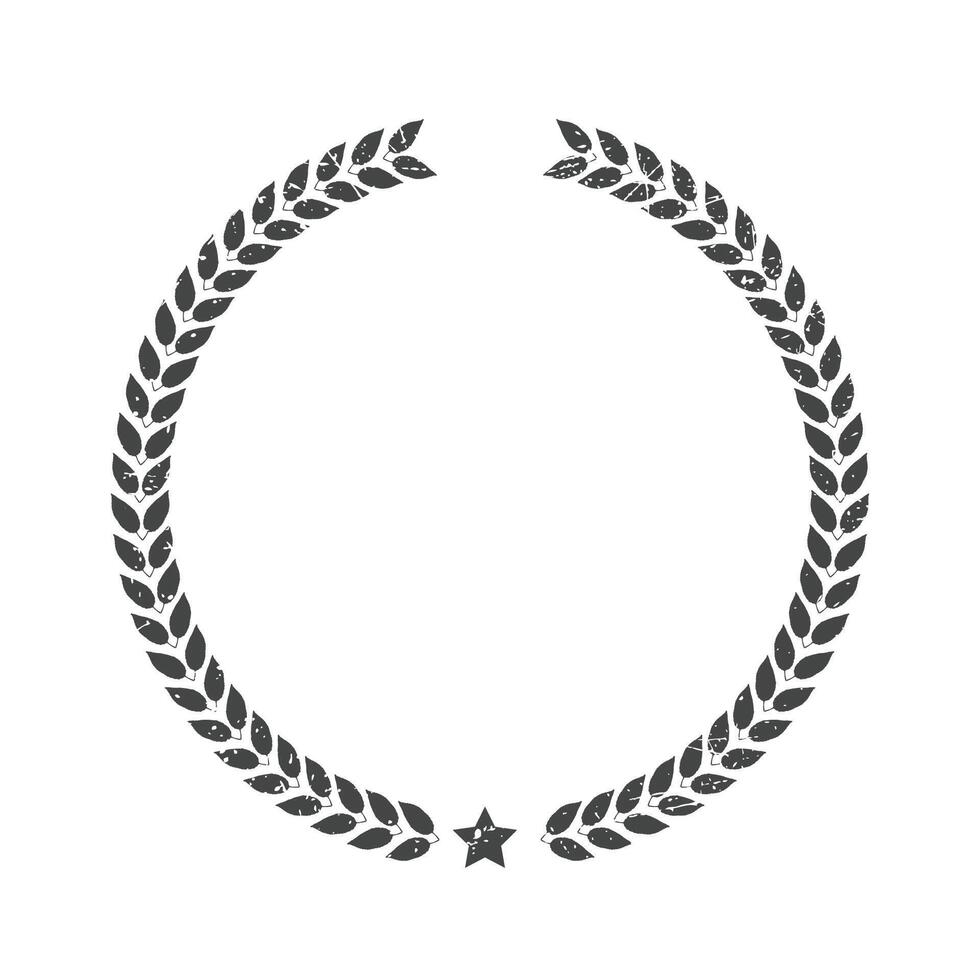 Laurel wreath round stamp frame vector design. Isolated outline illustration. Editable guarantee badge template. Approved seal with copy space. Decorative sticker border on white background