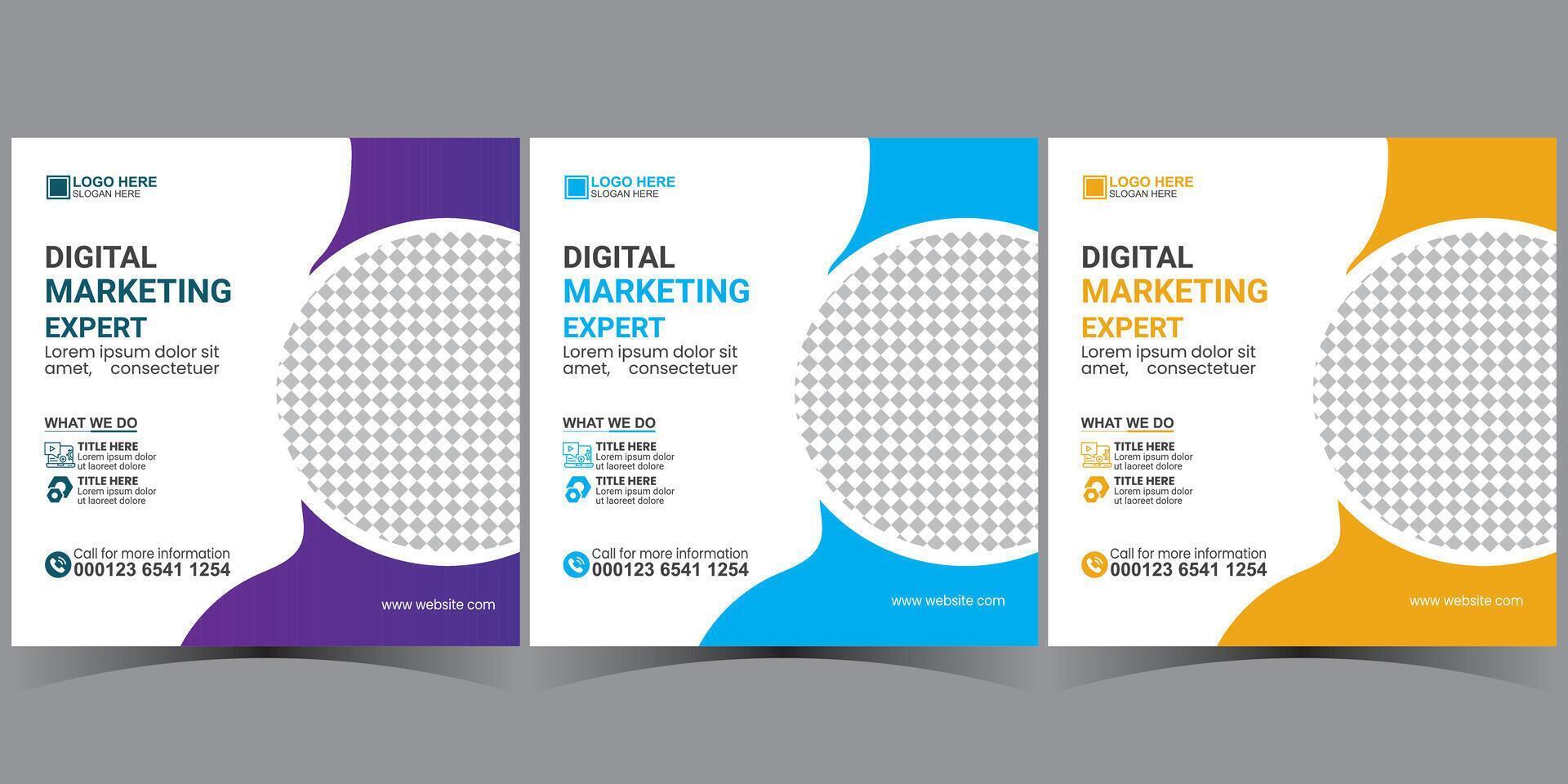 business social media post design. corporate social media post template. set of square banner template. vector