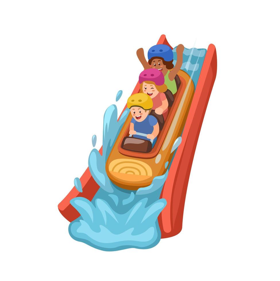 Water Coaster Ride Cartoon Illustration Vector