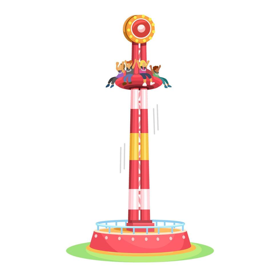 Drop Tower Rides Cartoon Illustration Vector 38333919 Vector Art at