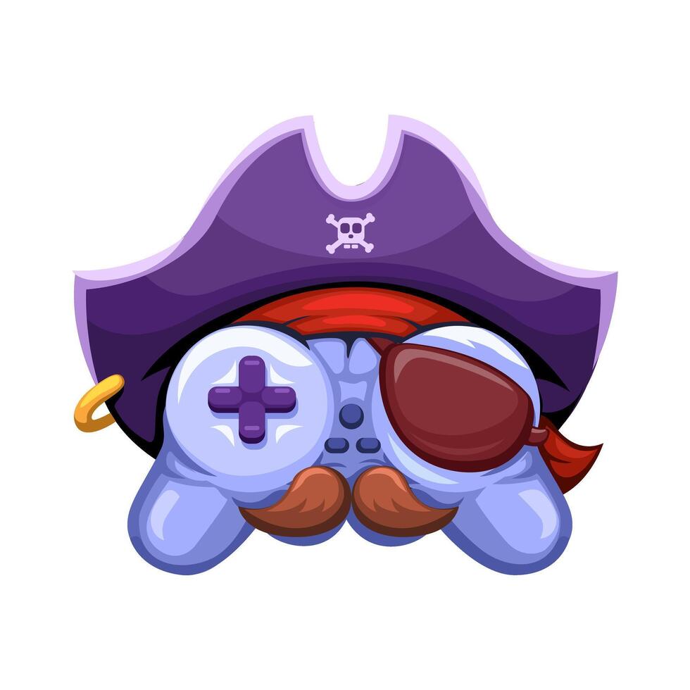 pirata gamepad mascota dibujos animados ilustración vector
