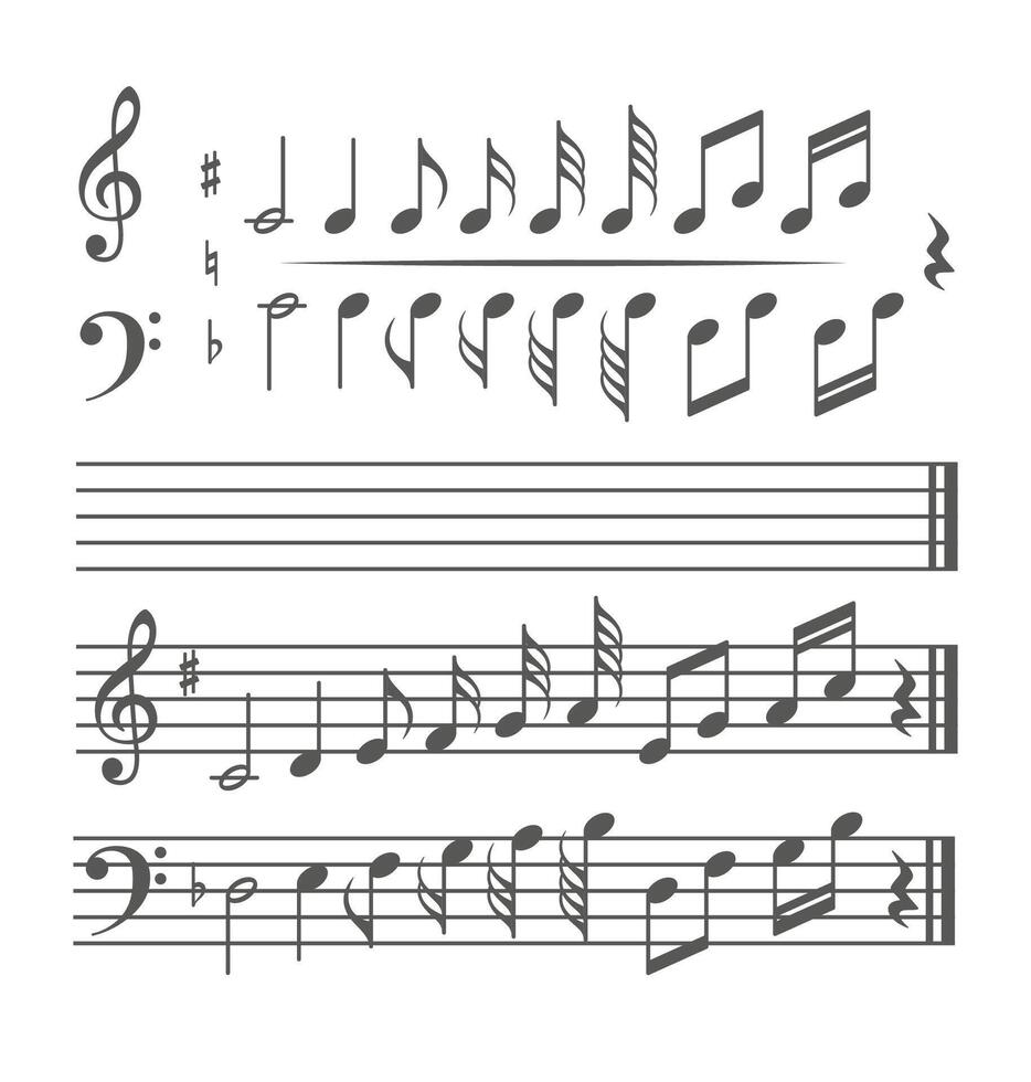 música notas conjunto vector