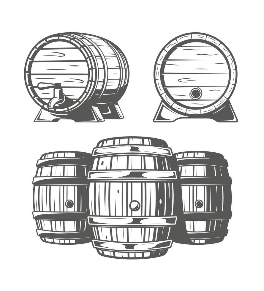 Beer barrels isolated on white background vector