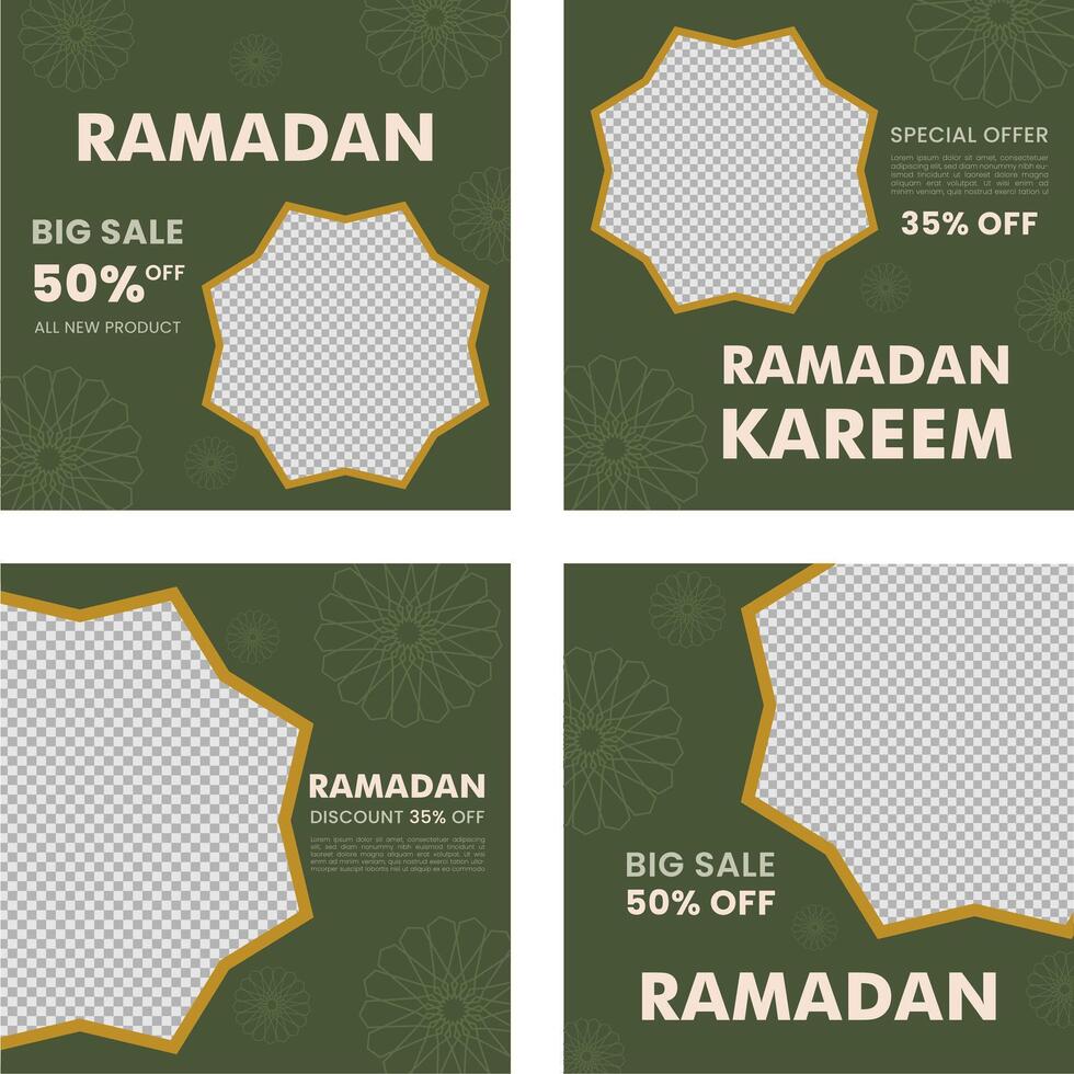 set of ramadan social media template vector