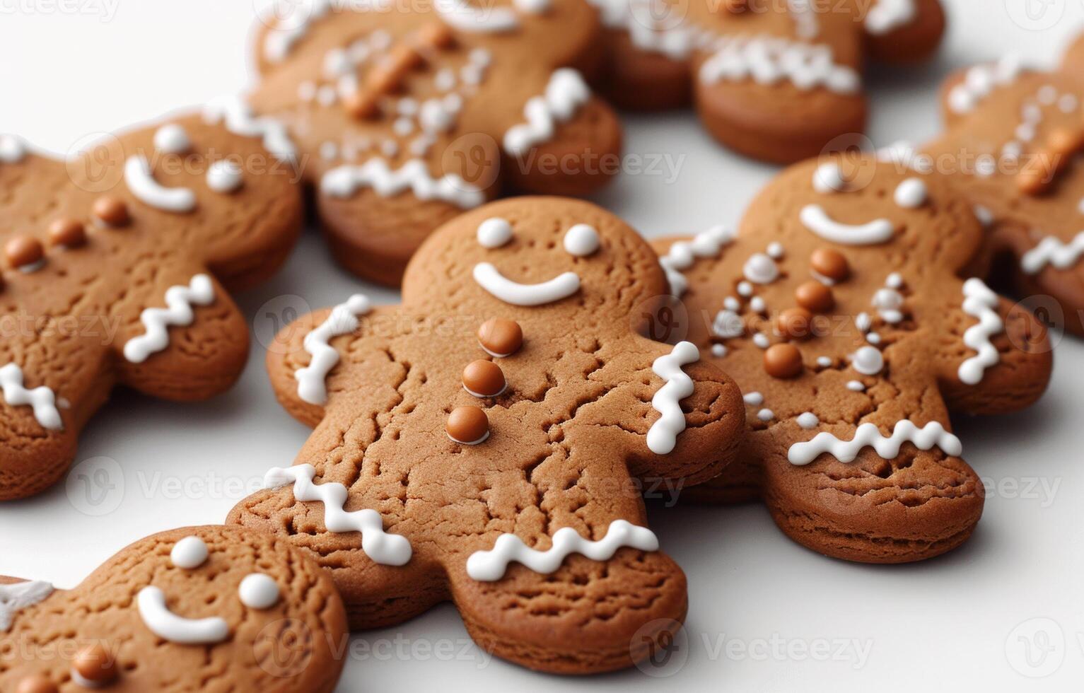 ai generado cerca arriba de grupo de jengibre galletas foto