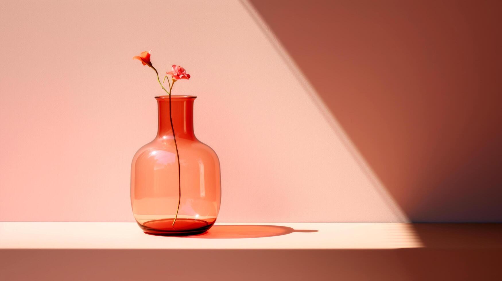 AI generated Single Flower in Amber Vase on Peach Background photo