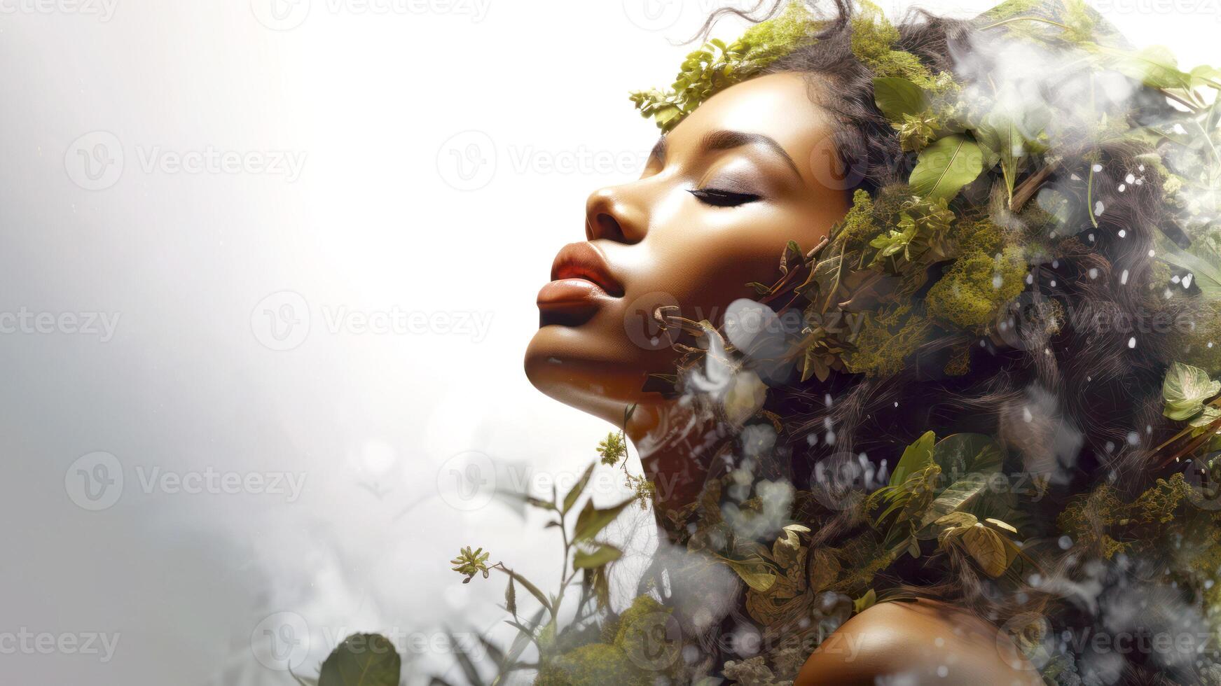 AI generated Nature-Infused Beauty Portrait photo