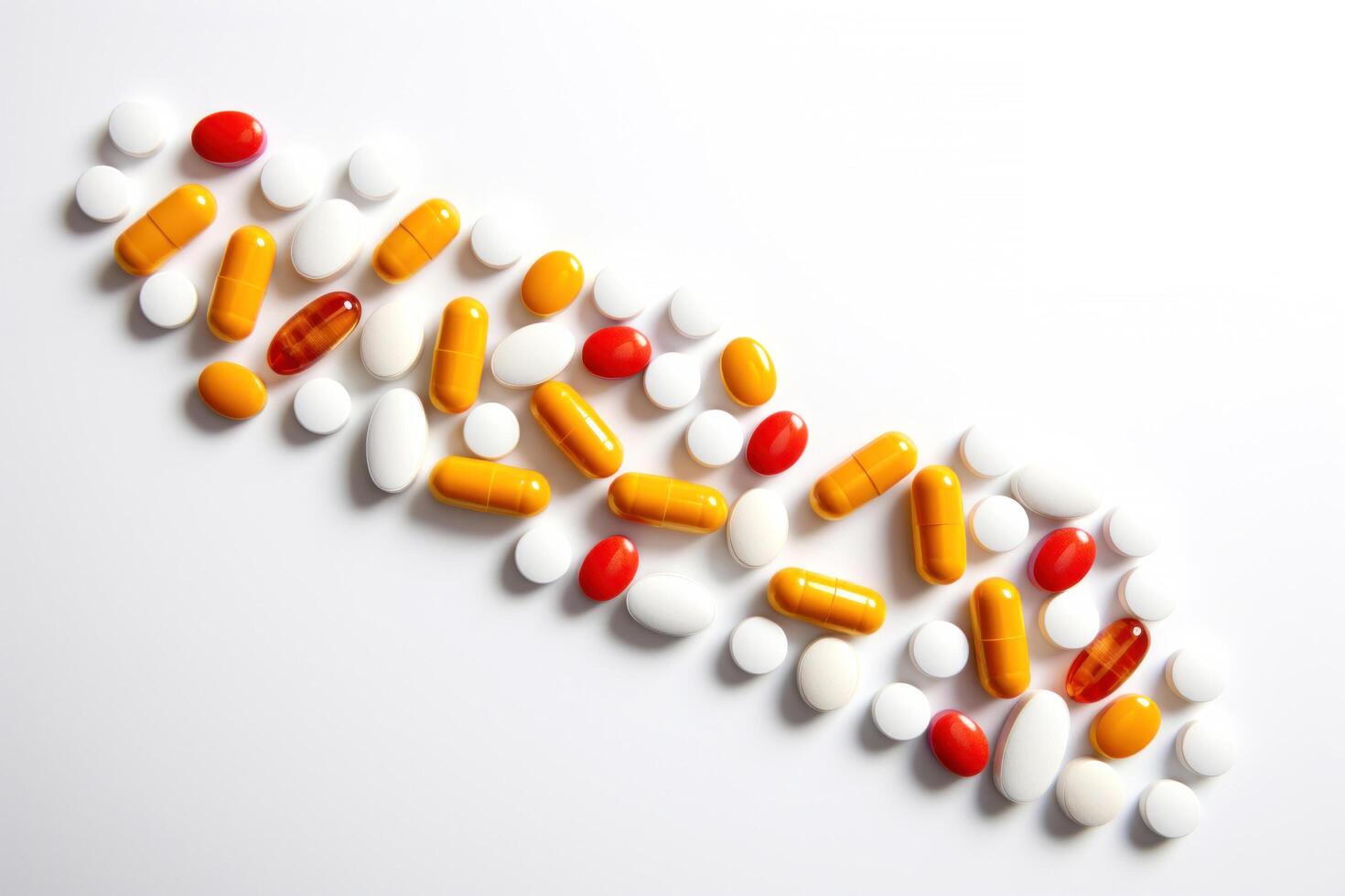 AI generated Pharmaceutical Pills in Arrow Formation photo