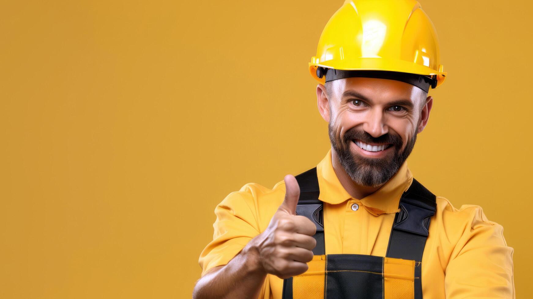 AI generated Happy Construction Worker Giving Thumbs Up photo