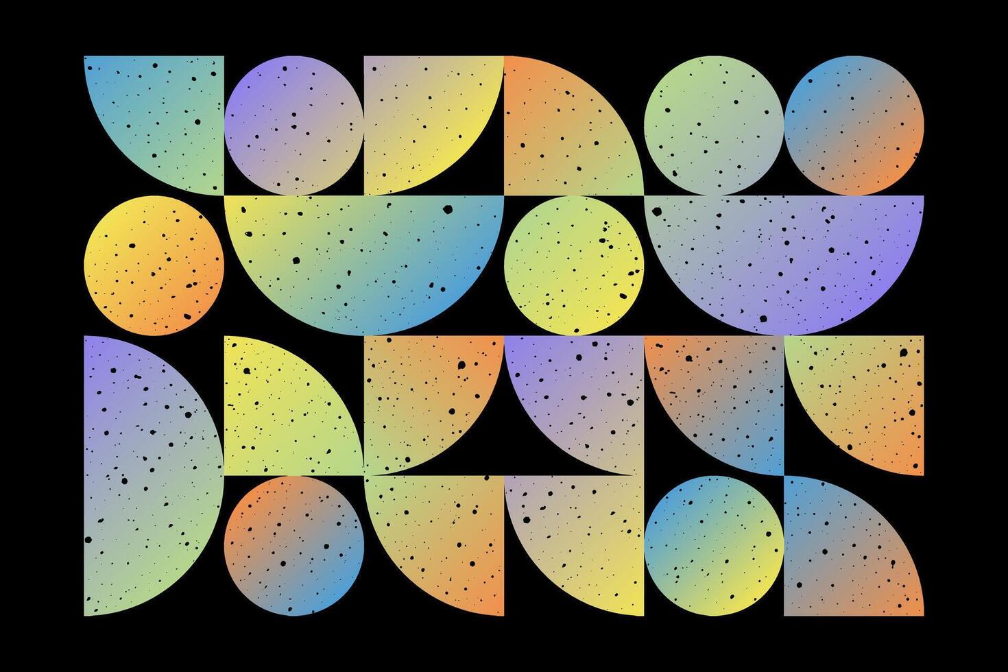 geometría resumen y2k antecedentes con sencillo Bauhaus formas y cifra. resumen minimalista modelo en negro fondo. diseño para web bandera, negocio presentación, marca paquete, tela impresión vector