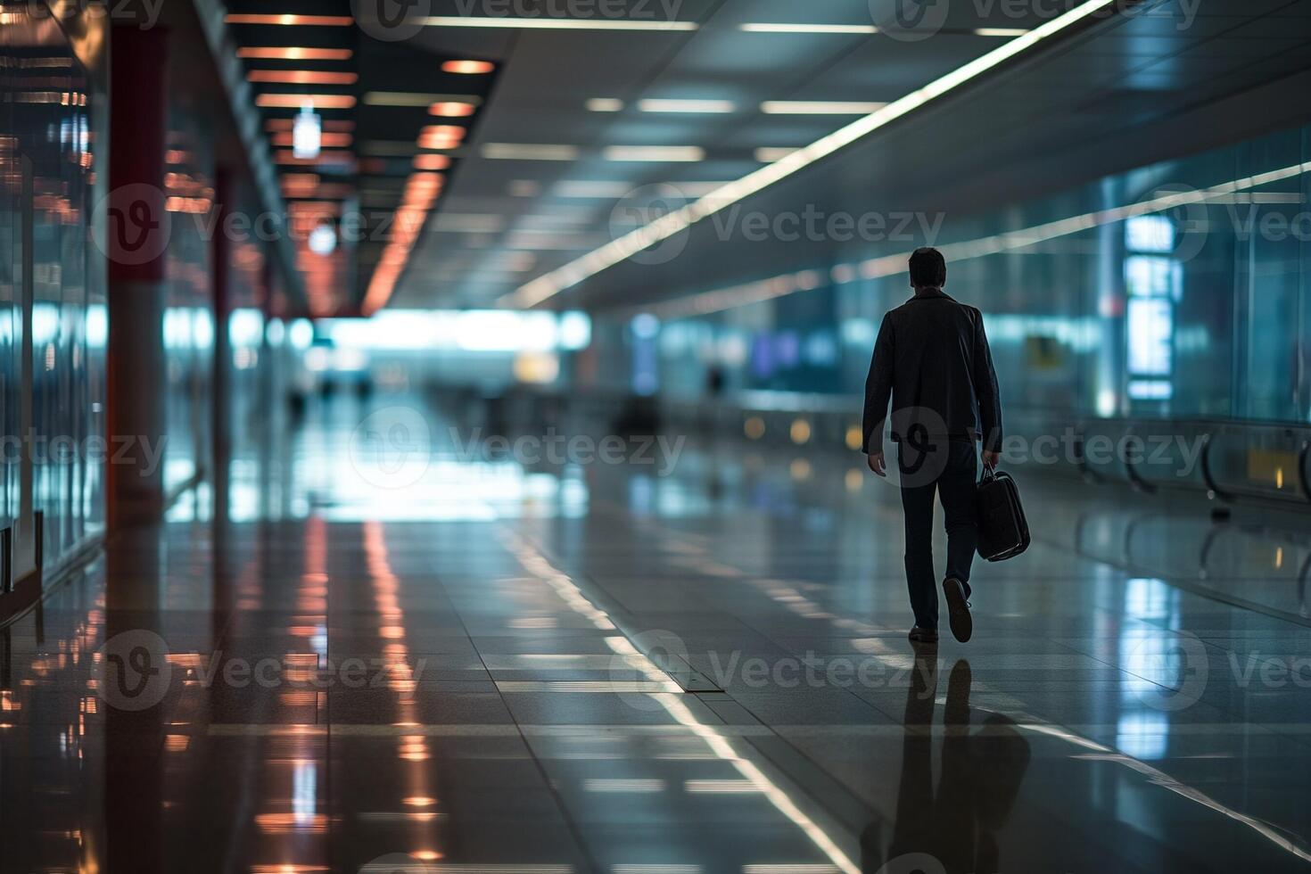 ai generado joven hombre a el aeropuerto foto