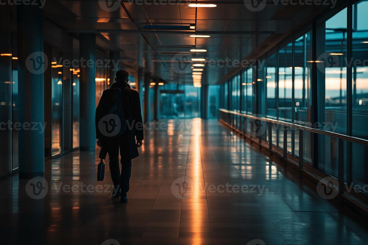 AI generated Young man at the airport photo